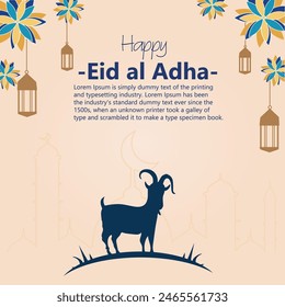 Vector Islamic background for Eid al Adha celebration social media post template or invitation card design vector illustration