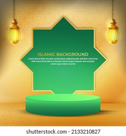 Vector islamic background,  ramadan kareem banner with 3d podium