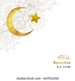 Vector islamic background for Ramadan Kareem. Golden moon and arabian pattern vector illustration.
