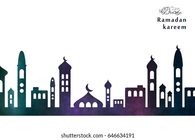 Vector islamic city background for Ramadan Kareem.  