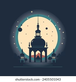 Vector islamic design. Ramadan element lantern. Arabic element mosque. 