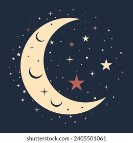 Vector islamic design. Ramadan element moon stars. Arabic element for greetings. 