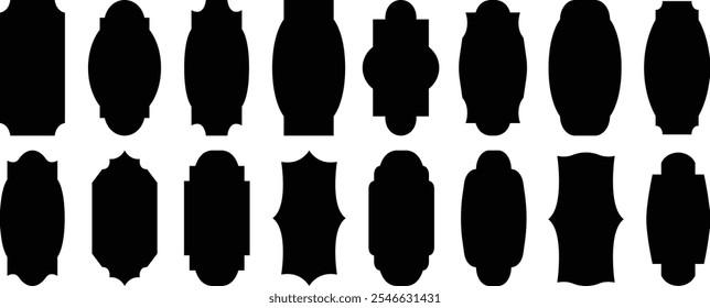Vector Islamic door and window shapes. Black arch frame shape Islamic door or window. Islamic window shapes in oriental style. Islam Frames Set. Vector illustration