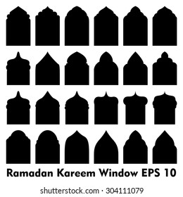 Vector Islamic door and window shapes / Arabic door and window vector silhouette
