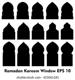 Vector Islamic door and window shapes / Arabic door and window vector silhouette