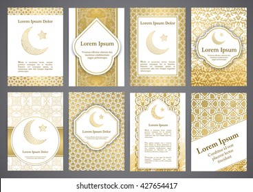 Vector islamic ethnic invitation design or background. Gold color
