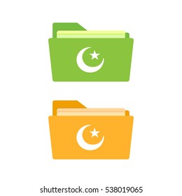 Vector Islamic folders icons isolated on white background.