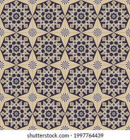 Estrella geométrica vectorial islámica y forma de flor sin fisuras patrón de color contemporáneo fondo de color. Patrón de Batik sarong. Para tejidos, textiles, elementos de decoración interior, envoltura.