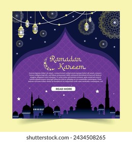 Vector Islamic greetings ramadan kareem card design background. Ramadan Kareem Banner.