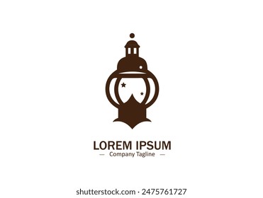 Icono del logotipo de la lámpara de la linterna islámica del Vector