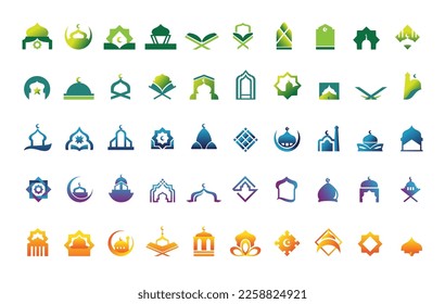 Concepto de colección de logotipos islamicos vectoriales