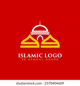 vector Islamic logo model of a mosque and the number 99