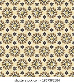 Vector islamic persian star hexagon geometric shape seamless pattern beige color background. Use for fabric, textile, interior decoration elements.