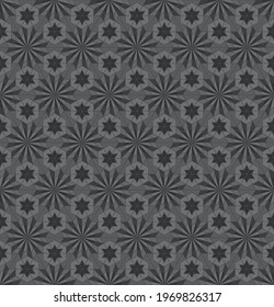 Vector islamic persian star hexagon geometric shape seamless pattern black grey color background. Use for fabric, textile, interior decoration elements.