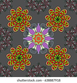 Vector islamic template for restaurant menu, flyer, greeting card, brochure, book cover and any other decorations. Decorated card with mandala in colored colors on red background.
