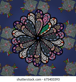 Vector islamic template for restaurant menu, flyer, greeting card, brochure, book cover and any other decorations. Decorated card with mandala in colored colors on a colorful background.