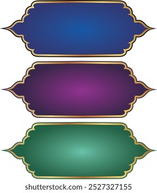Vector Islamic text box with gradient colors, suitable for decorative designs and graphic elements, decorative vector design