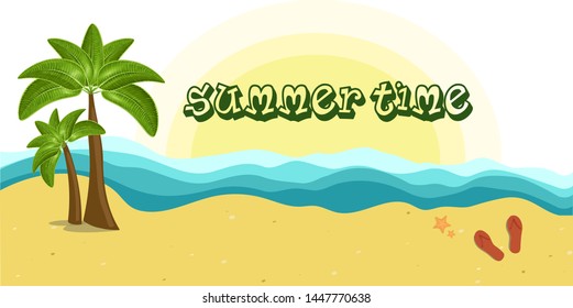 Vector island beach illustration for decorative design