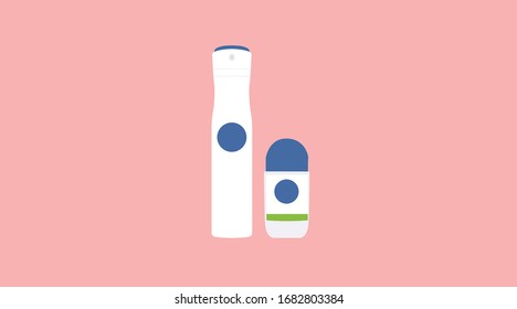 Vector Islated Illustration of Deodorant, Spray and Rollon