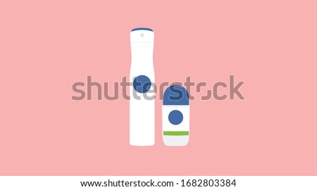 Vector Islated Illustration of Deodorant, Spray and Rollon