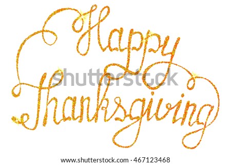 Vector islated lettering happy thaksgiving tinsels