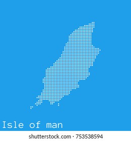 Vector Isle of man map silhouette dotted on blue background