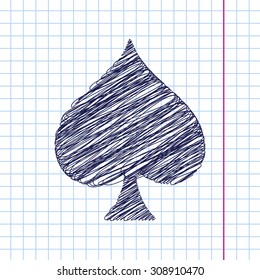 Vector isolate game spade icon. Eps10 