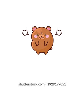 Vector isolate illustration cute cartoon bear holding back restrains anger angry kawaii chibi Japanese style Emoji character sticker emoticon emotion mascot design