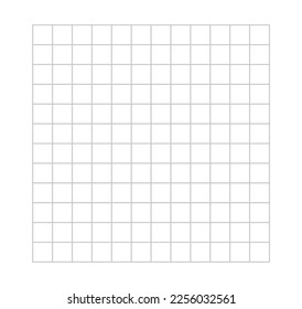 Vector isolated 12x12 light pale barely noticeable gray grid with square cells template stencil colorless black and white contour line easy drawing svg