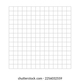 Vector isolated 14x14 light pale barely noticeable gray grid with square cells template stencil colorless black and white contour line easy drawing