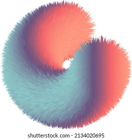 vector isolated 3d fur half circle shape with gradient
