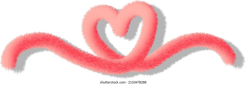 vector isolated 3D fur heart shape with gradient