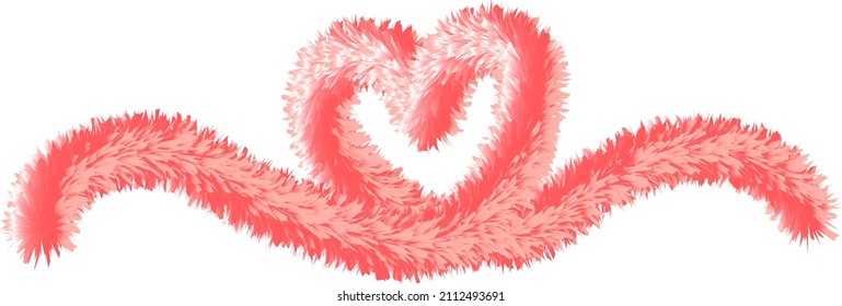 vector isolated 3D fur heart shape with gradient