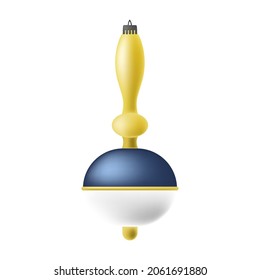 Vector isolated 3D illustration of a Christmas tree toy in the form of yellow icicle, ball. Concert celebrating the New Year, Christmas. You can use the element in web design, design postcards, etc.