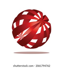 Vector isolated 3d sphere with shadow. logo design. optical illusion.
