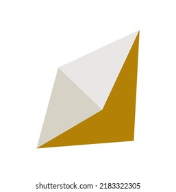 Vector isolated abstract flat geometric shape with multicolored edges with volume effect 