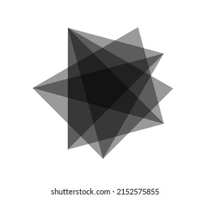 Vector isolated abstract geometric element of grey translucent geometric shapes superimposed on each other with color mixing