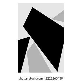 Vector isolated abstract geometric hard edge minimalism painting in achromatic black and grey colors 