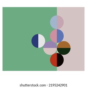 Vector isolated abstract geometric minimalism with circles and half circles in natural colors