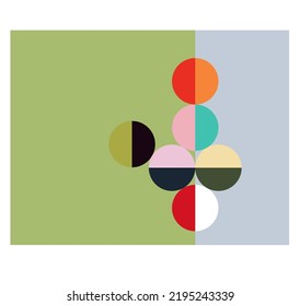 Mínimo geométrico abstracto vectorial aislado con círculos y semicírculos en colores naturales