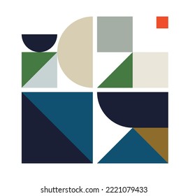 Vector isolated abstract geometric minimalism geometric figures of different colors natural shades four square tiles set 