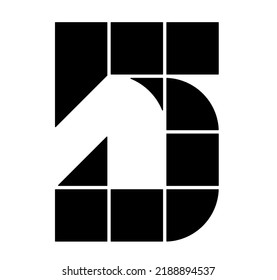 Vector aislado número geométrico abstracto dígito 5 figura esténcil incoloro negro y blanco