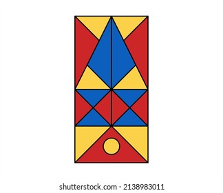 Vector isolated abstract geometric ornament in rectangle of bright colors 