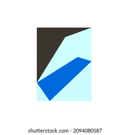 Vector isolated abstract geometry  of blue and black colors. Geometric abstraction composition in rectangle for color geometry poster, cloths print, wall decoration, wall painting