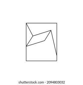 Vektorisolierte abstrakte Geometrie farblose Farbseite. Geometrische Abstraktionskomposition der schwarzen Linie im Rechteck für Poster, Stoffdruck, Wanddekoration, Wandmalerei