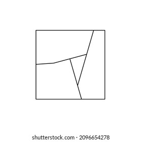 Vector isolated abstract geometry colorless coloring page. Black line geometric abstraction composition in square for geometry poster, cloths print, wall decoration, wall painting