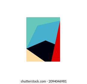 Vector isolated abstract geometry  of contrasting colors. Geometric abstraction composition in rectangle for color geometry poster, cloths print, wall decoration, wall painting