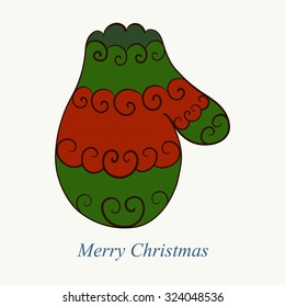 vector isolated abstract illustration of Christmas glove