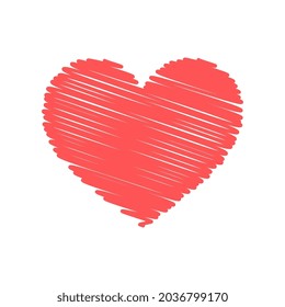 Vector Isolated Abstract Scribbled Heart On White Background