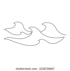 Vector isolated abstract sea ocean waves colorless black   white contour line easy drawing